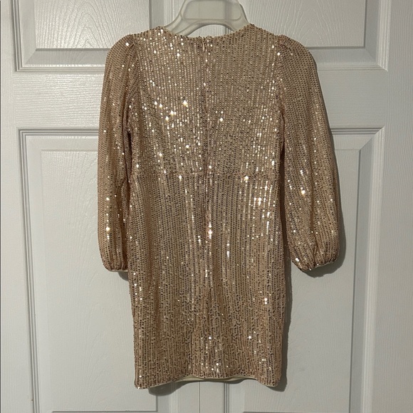 Grace Karin Champagne Sequin Dress with Puff Sleeves - Picture 8 of 11